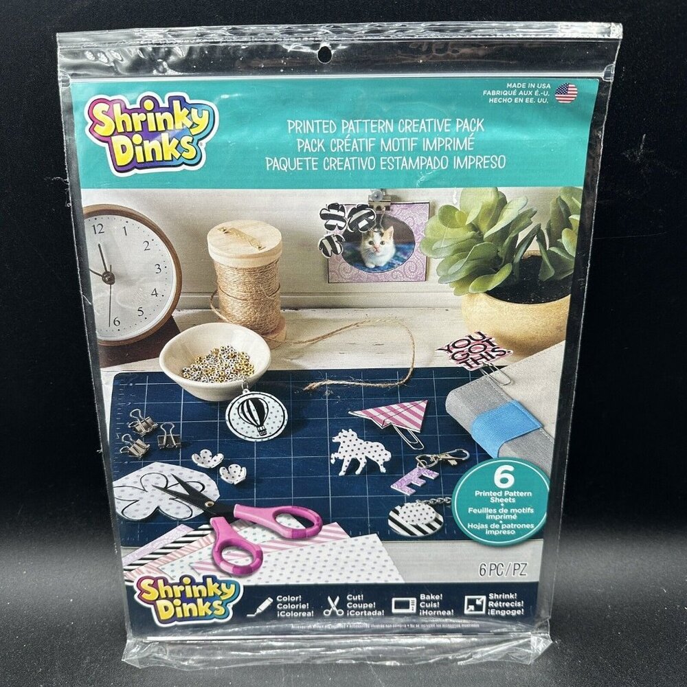 Shrinky Dinks Creative Pack 6 Printed Pattern Kids Art and Craft Activity